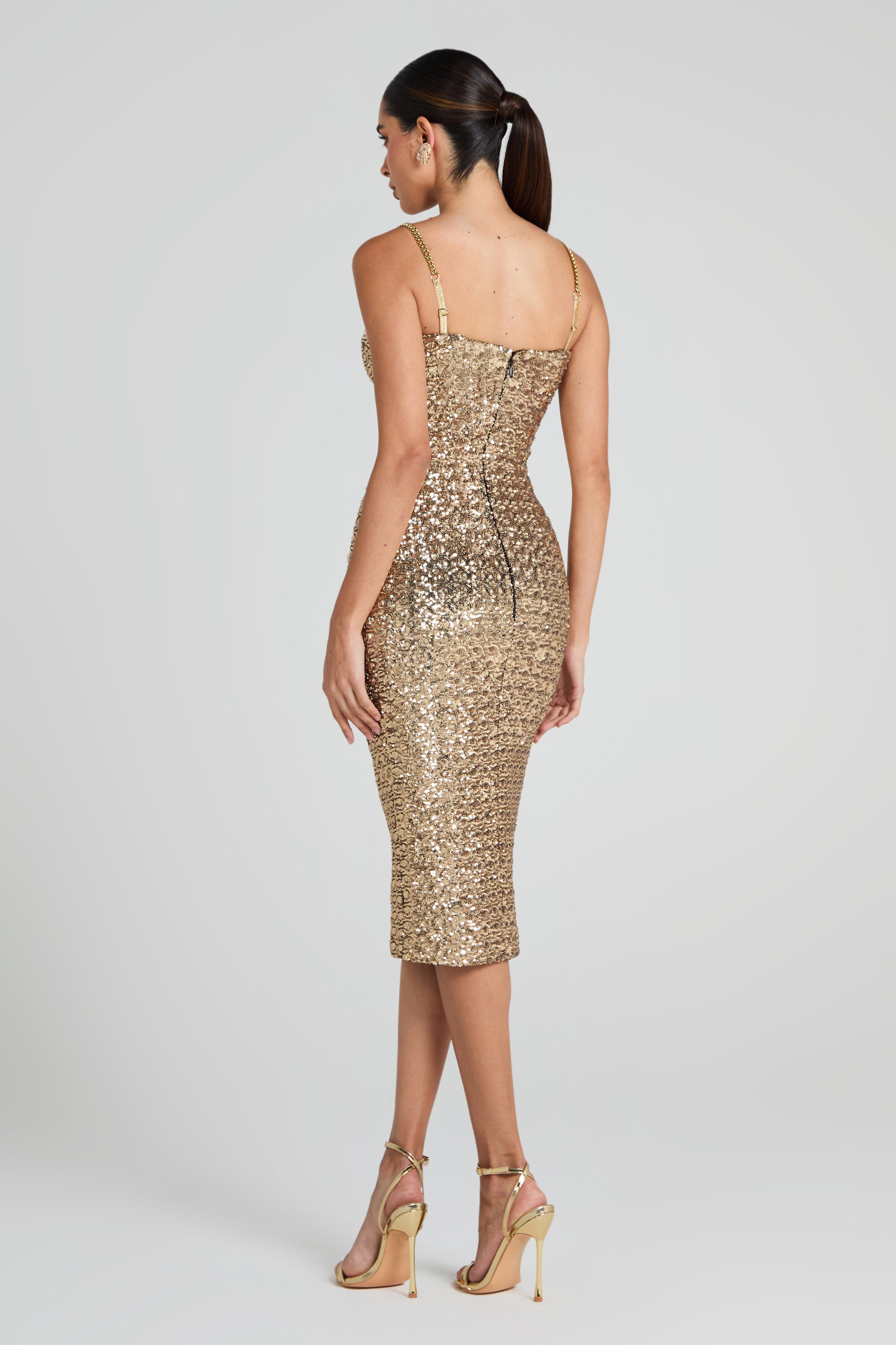 Nina Gold Dress - Image 3
